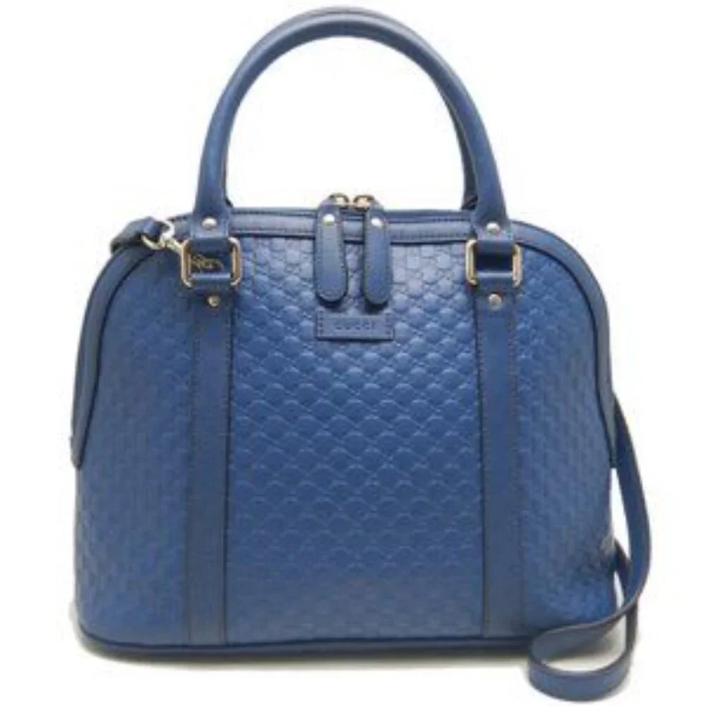 GUCCI 449663 Handbag Micro Guccissima Leather Blue - COA included - Picture 7 of 11